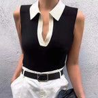 Solid Color Round Neck Pullover Women's Knitted Vest - DanaFashionstore