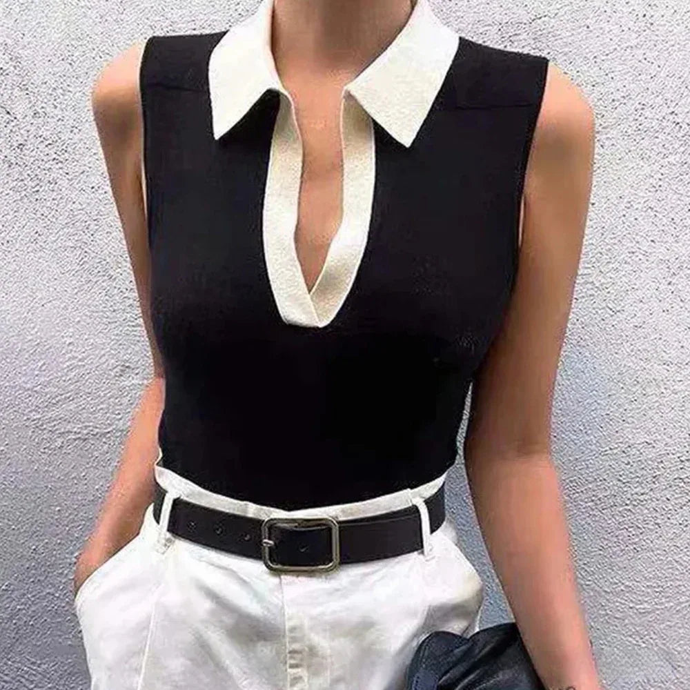 Solid Color Round Neck Pullover Women's Knitted Vest - DanaFashionstore