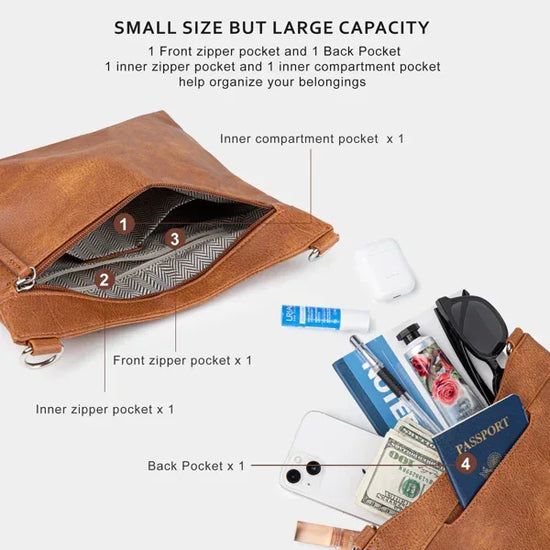 Crossbody Bags For Women With 2 Adjustable Straps Multi Pocket Small Cross Body Purse-Brown - DanaFashionstore
