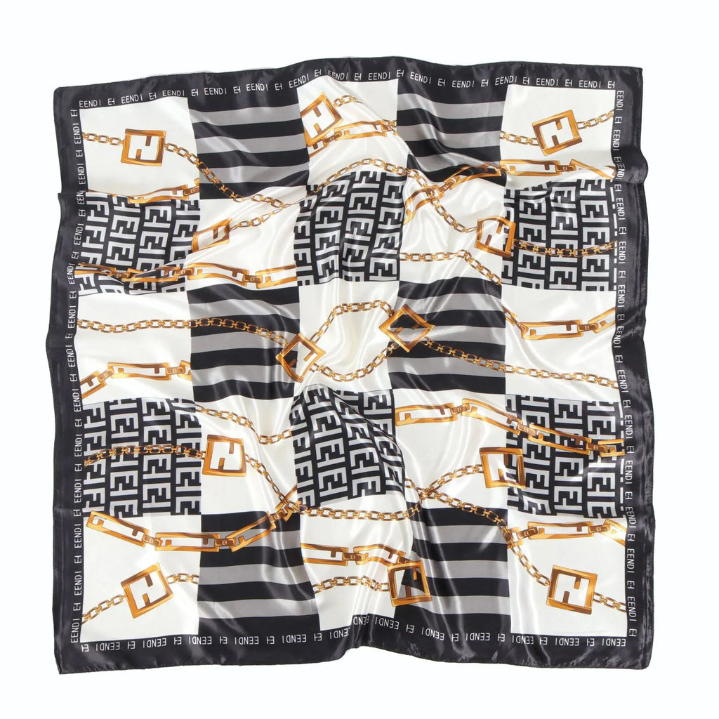 Chain Printed Scarf Women's Casual Scarf 90 90cm Satin Large Kerchief - DanaFashionstore