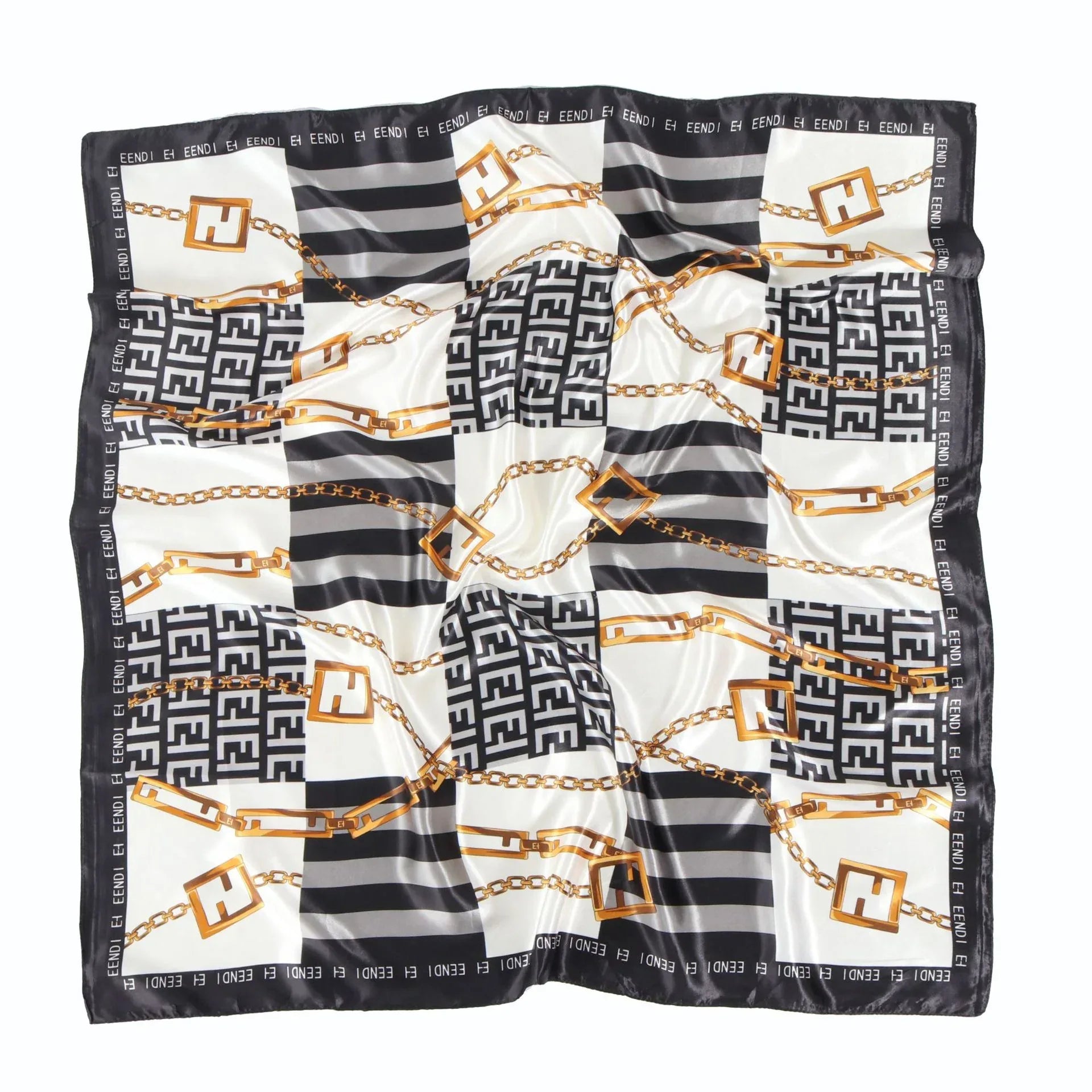Chain Printed Scarf Women's Casual Scarf 90 90cm Satin Large Kerchief - DanaFashionstore