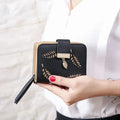 New Korean Women's Wallet Short Hollow Clutch Bag Leaf Zipper Buckle Bills Card Pack - DanaFashionstore