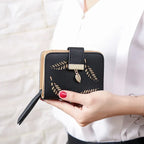 New Korean Women's Wallet Short Hollow Clutch Bag Leaf Zipper Buckle Bills Card Pack - DanaFashionstore