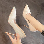 Spring And Autumn All-match French Girl Pointed Rhinestone Stiletto Banquet High Heels - DanaFashionstore