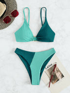 Solid Color Stitching Bikini - DanaFashionstore