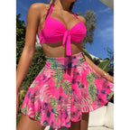 Printed Beach Dress Bikini Three Piece Fashion - DanaFashionstore