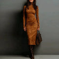 Turtleneck Long-sleeved Dress Fashion Sexy Slim-fitting Bodycon Long Dresses Women's Clothing - DanaFashionstore