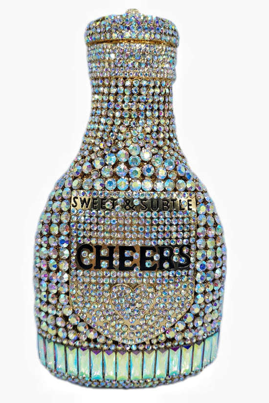Champagne Bottle Rhinestone Evening Clutch Women's Bag - Dana Fashion
