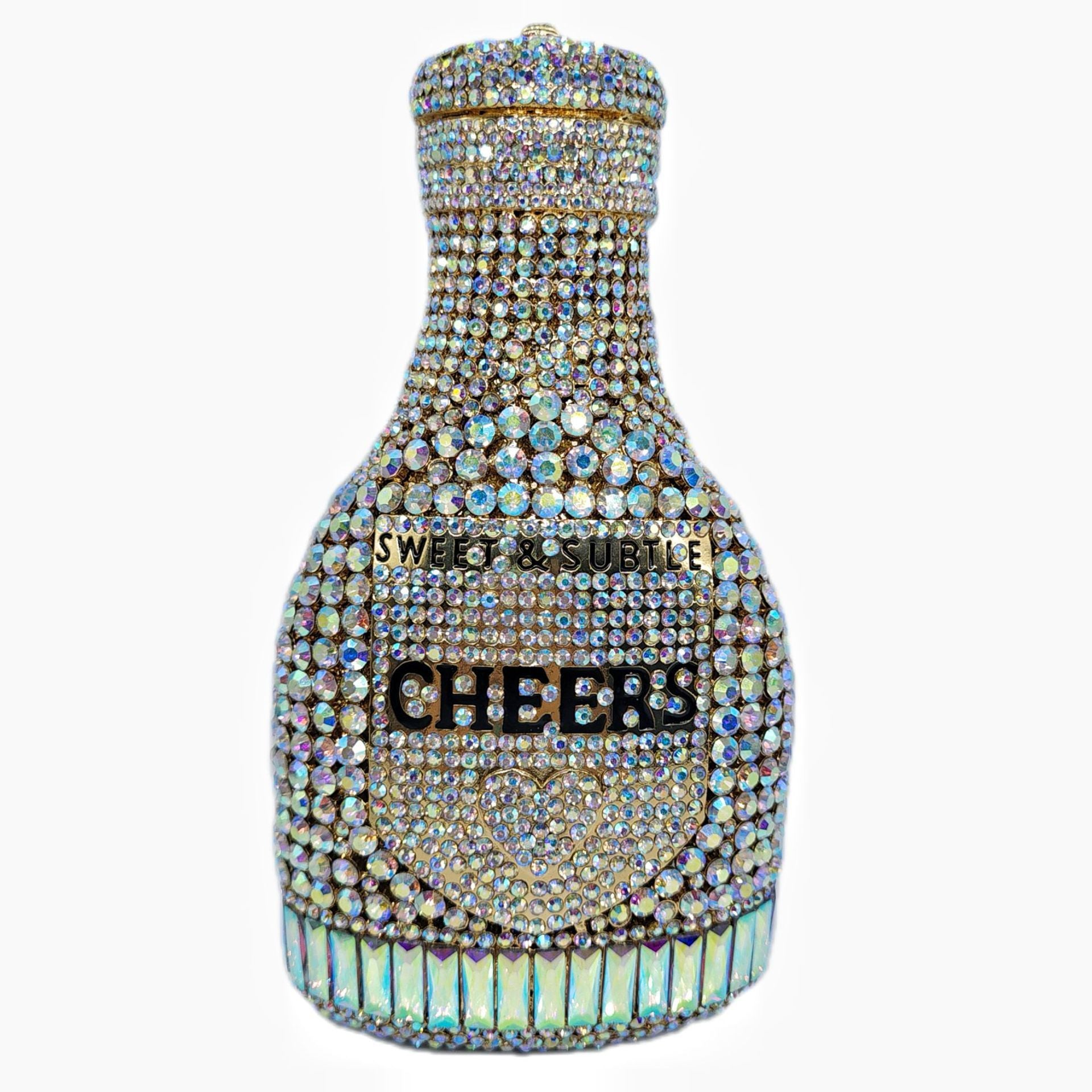 Champagne Bottle Rhinestone Evening Clutch Women's Bag - Dana Fashion