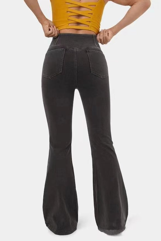 High Imitation Denim Bell-bottom Pants Cross-border Hip Lifting European And American Women Bell-bottom Pants