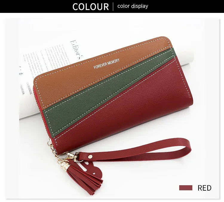 Simple Long Color Matching Fashion Coin Purse Card Holder Handbag - DanaFashionstore