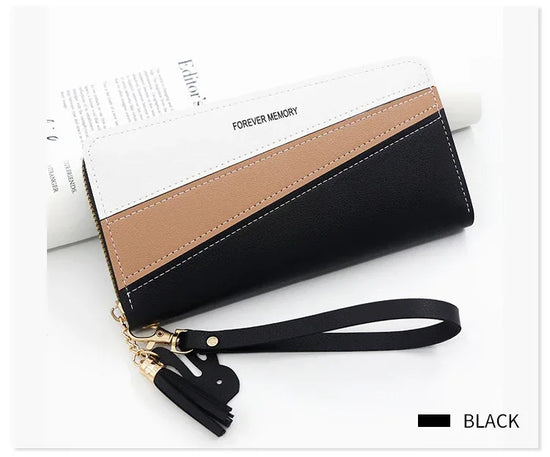 Simple Long Color Matching Fashion Coin Purse Card Holder Handbag - DanaFashionstore