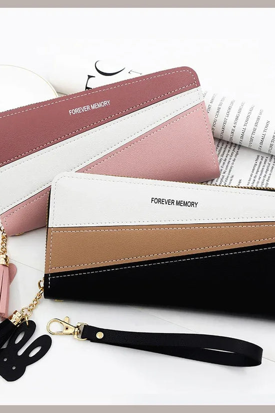Simple Long Color Matching Fashion Coin Purse Card Holder Handbag - DanaFashionstore