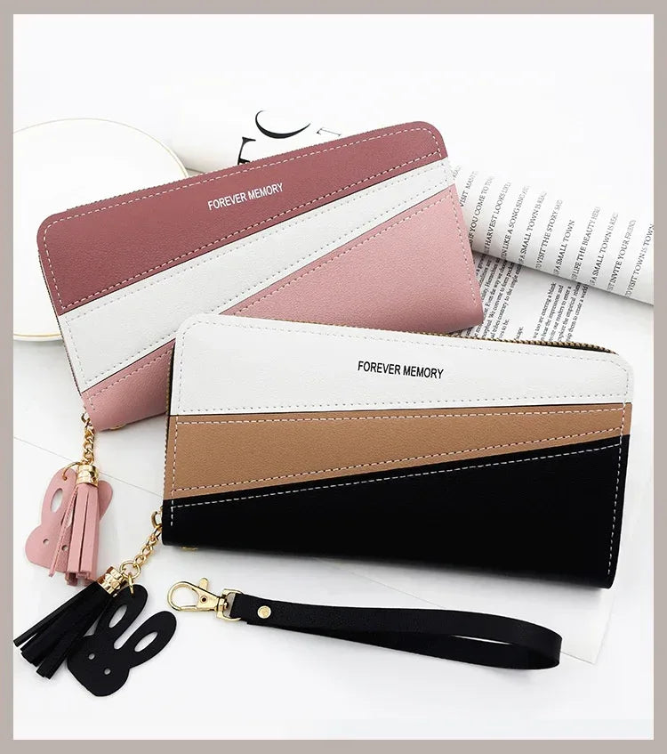 Simple Long Color Matching Fashion Coin Purse Card Holder Handbag - DanaFashionstore