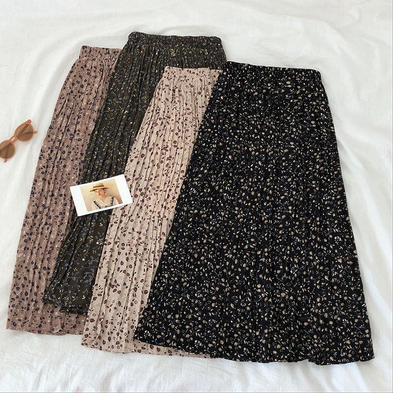 Fashionable Sweet All-match Floral Embossed High Waist Slim Mid-length A-line Skirt - DanaFashionstore