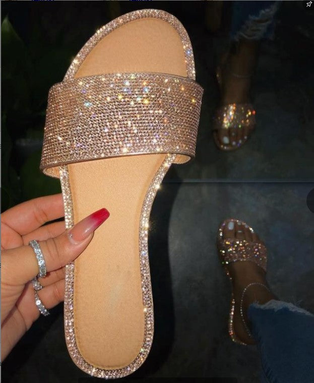 Women's Sandals with Diamond Slippers