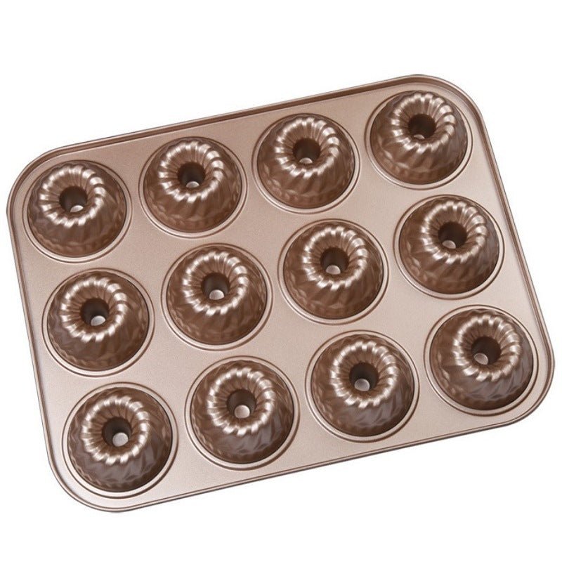 24/12 Cup Donut Cuckoo Mold $28.49 Dana Fashion Style: 12cups Size: 35X27cm Dana's Kitchen 12 with Guckoo Hoff Mould 12 with Savarin Cake Mould Household Oven Size: 35*27CM, height 4CM Finished size 7CM Coating: Food grade non-stick coating Color: golden