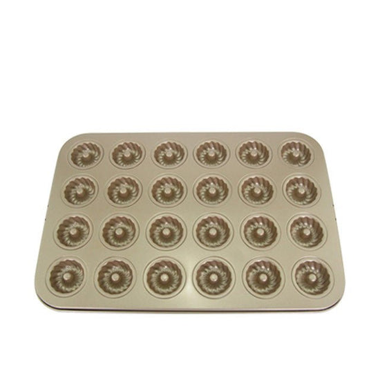24/12 Cup Donut Cuckoo Mold $30.70 Dana Fashion Style: 24cups Size: 38x26cm Dana's Kitchen 12 with Guckoo Hoff Mould 12 with Savarin Cake Mould Household Oven Size: 35*27CM, height 4CM Finished size 7CM Coating: Food grade non-stick coating Color: golden