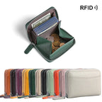 2024 RFID Genuine Leather Card Wallet Men Women Purse With Coin Pocket Zipper Credit Card Holder Small Wallets Bags - DanaFashionstore