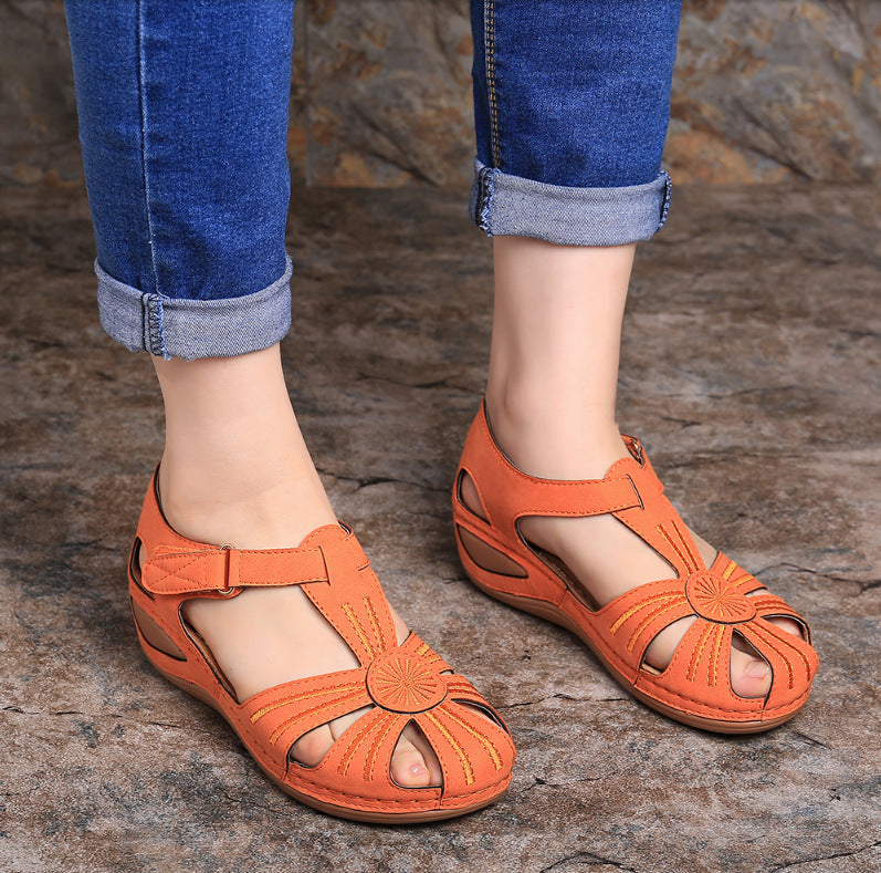 Women's line anti-slip lightweight round toe wedge sandals