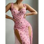 Sexy Pink Valentine's Day Dress T-back Two-piece Set - DanaFashionstore