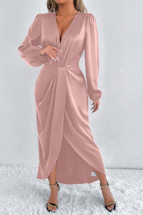 Satin European And American Style Dress High-grade $47.06 Dana Fashion Color: Pink Size: L Women's clothing Product information: Color: khaki, Brown, Army Green, Rose Red, green, orange, pink, blue Waist type: high waist Size: XS,S,M,L,XL,XXL Sleeve type: