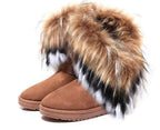 Free Shipping Winter Fur One Cotton Boots Fox Fur Rabbit Fur Snow Boots Women's Middle Tube Warm Cotton Shoes - DanaFashionstore