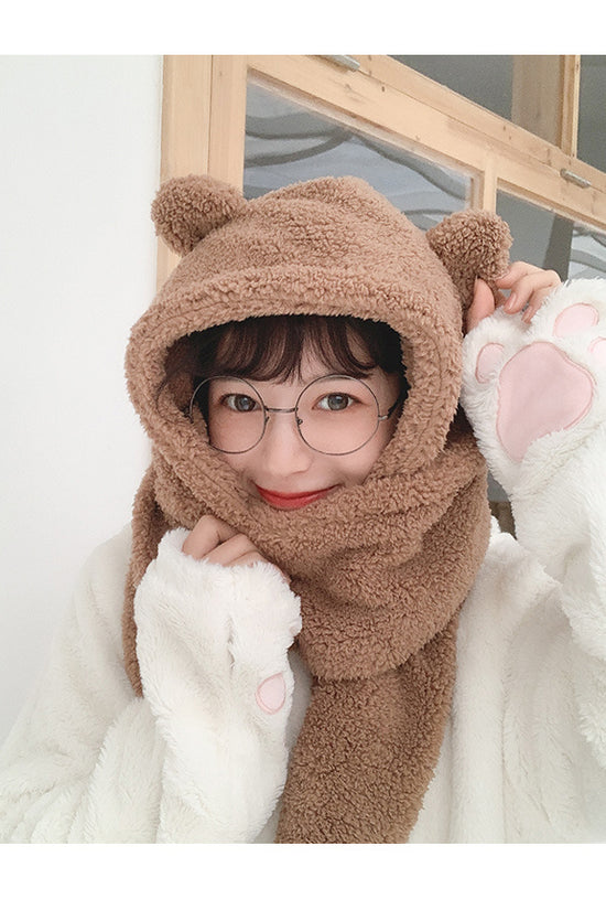 Bear ears scarf hat