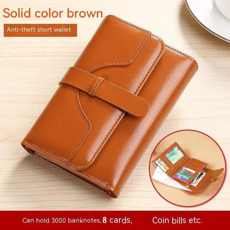 Buckle Vintage Oil Wax Leather Small Coin Wallet - DanaFashionstore