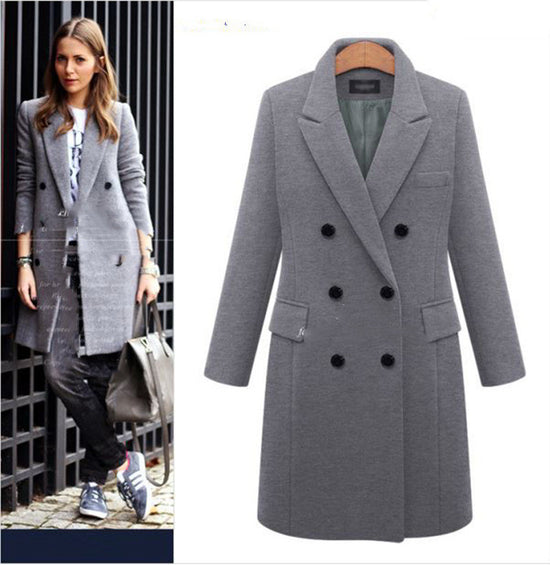 Medium length large woolen overcoat for women