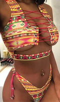 Pineapple Bikini for big boob Women Lace Up Swimwear Thong bikini set two pieces Swimsuit Bathing Suit female - DanaFashionstore