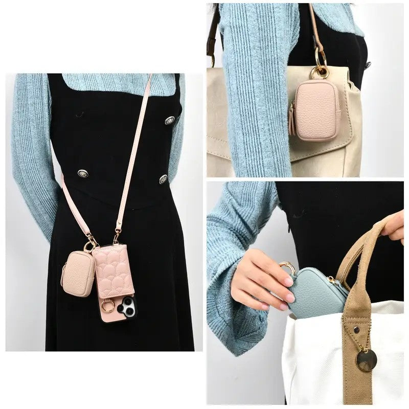 Leather Coin Purse, Small Change Purse Keychain Wallet For Women, Mini Coin Pouch With Zipper - Dana Fashion