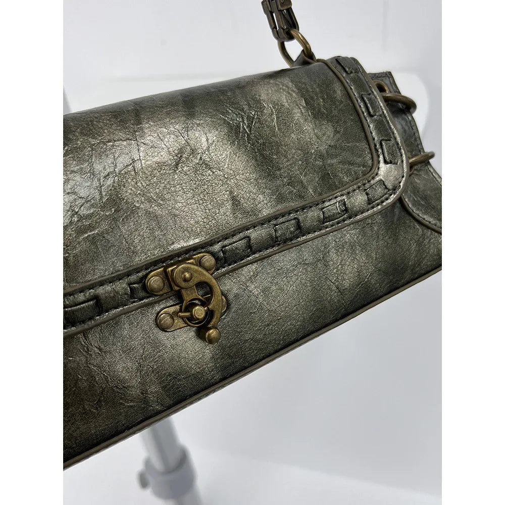 Design One-shoulder Lock Bronze Gold Crossbody Bag - DanaFashionstore