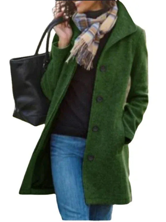 Winter Single-breasted Lapel Coat Fashion Commuter Slim Mid-length Jacket Women's Clothing - DanaFashionstore