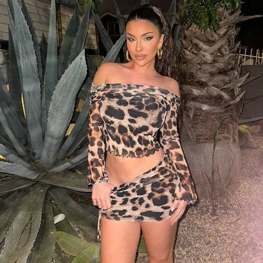 Long-sleeve Top And Figure-hugging Drawstring Skirt Set - DanaFashionstore