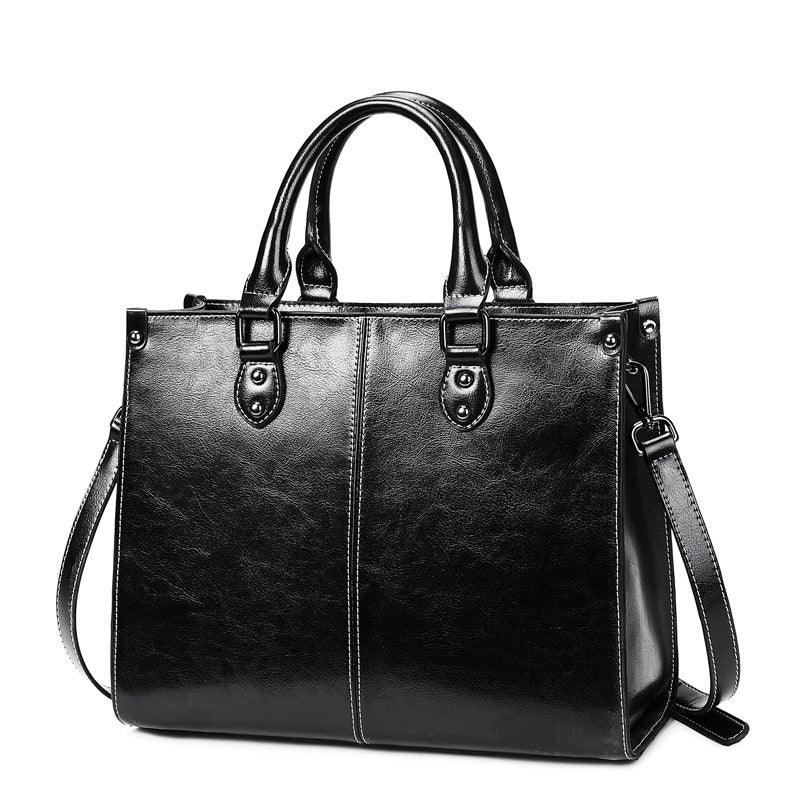 Oil wax stitching leather handbag - DanaFashionstore