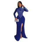 Rhinestone Pearl See-Through Dress 2026 - Waist-Tight Split Dress - DanaFashionstore