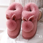 Autumn Winter Cotton Slippers Fur Rabbit Home Warm Thick Bottom Indoor Cotton Shoes Womens Slippers Cute Fluffy Cat Slippers - DanaFashionstore
