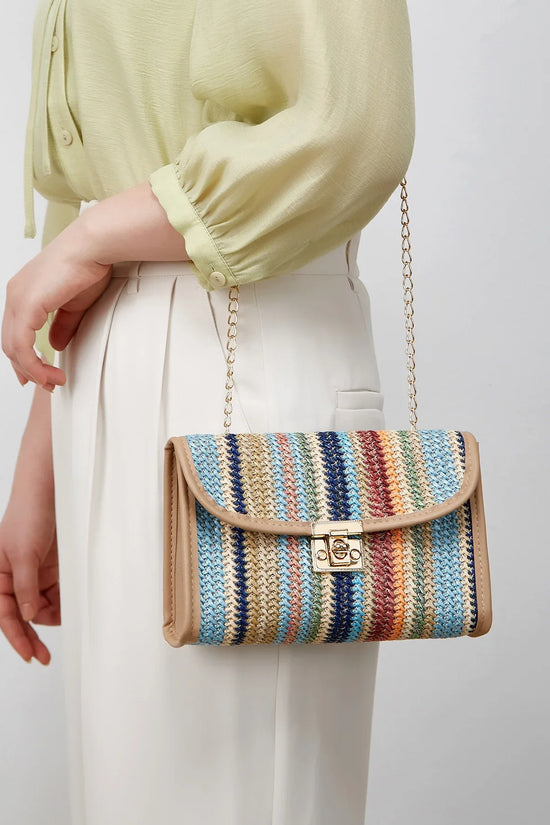 Woven Rainbow Fashion Crossbody Chain Square Bag - DanaFashionstore