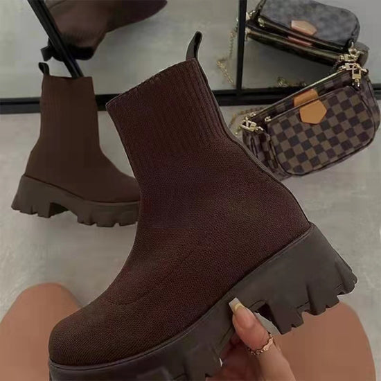 Autumn And Winter New Independent Stand Women's Plus Size One-step Socks Boots