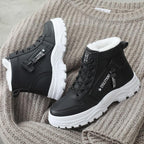 Fleece Lace-up Boots Winter Warm Short Plush High-top Shoes - DanaFashionstore