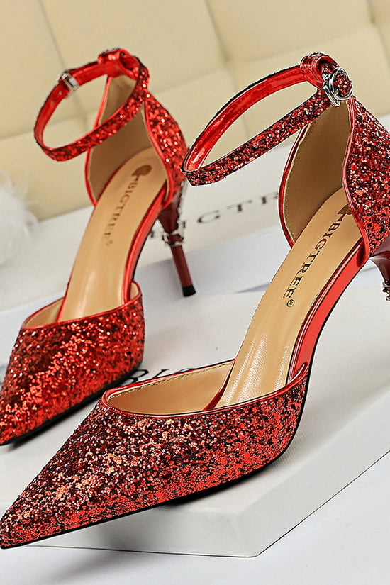 High metallic and sequined heels