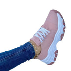 Round Head Thick Bottom Low-top Casual Shoes For Women Plus Size Lace Up Pumps - DanaFashionstore
