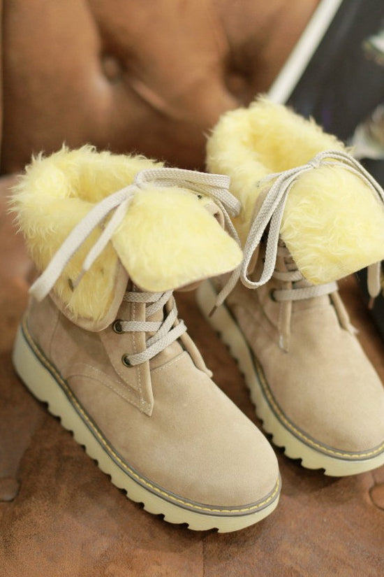 Frosted fur boots snow boots Lace Up Boots