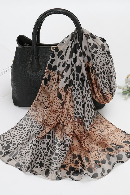 Thin Chiffon Lotus Pond Moonlight Printed Silk Scarf