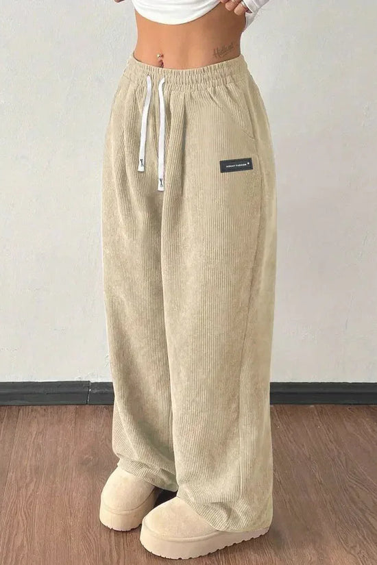 Loose Drawstring Solid Color Pocket Casual Versatile Pants Women's Pants - DanaFashionstore