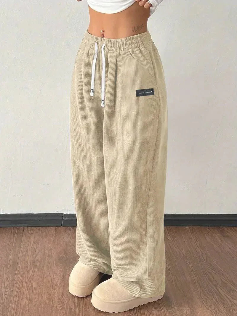 Loose Drawstring Solid Color Pocket Casual Versatile Pants Women's Pants - DanaFashionstore