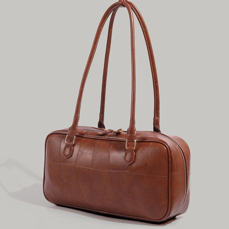 Retro Patchwork Large Capacity Commuter Bag Advanced Texture One-shoulder Versatile Handbag - Dana Fashion