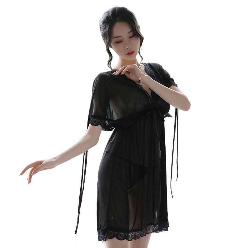 Nuisette Sexy V-Neck Woman Backless Night Wear Silk Sleepshirts Night Dress Sleepwear Nightgown Night Wear Summer Sexy Lingerie - Dana Fashion