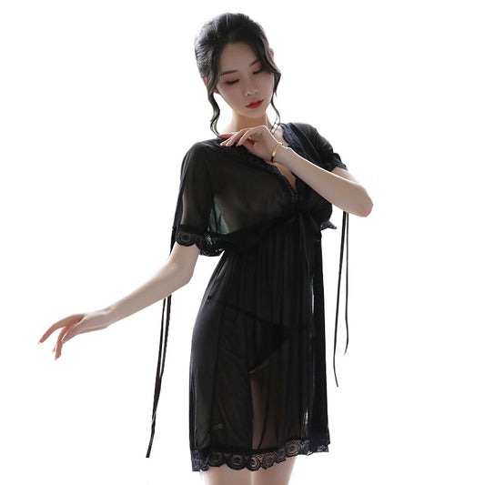 Nuisette Sexy V-Neck Woman Backless Night Wear Silk Sleepshirts Night Dress Sleepwear Nightgown Night Wear Summer Sexy Lingerie - Dana Fashion